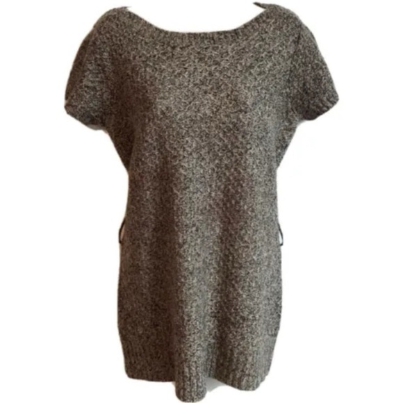 🆕 a.n.a textured short sleeve tunic sweater large pullover brown neutral - Picture 1 of 8